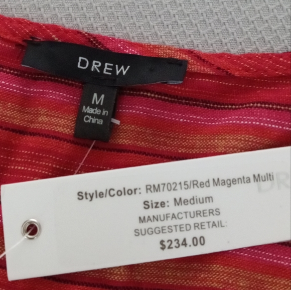 New Anthropologie Drew Red Striped Linen Blend Sleeveless Faux Wrap Dress Medium - Picture 8 of 10